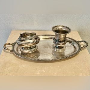 Antique Ronson Queen Anne Lighter & cigarette holder Set, 1949